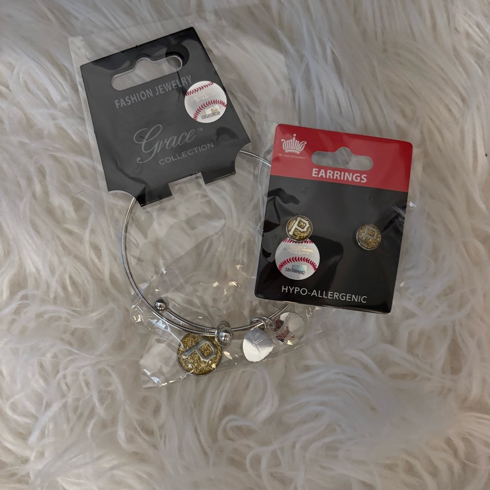 Pirates baseball bracelet and earrings